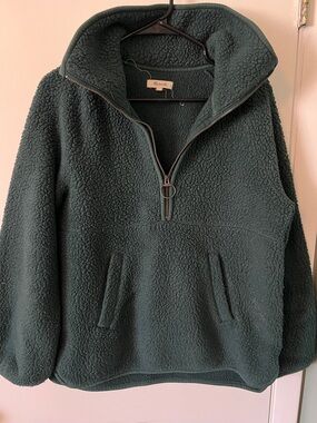 Madewell Forest Green Sherpa Half-Zip Pullover